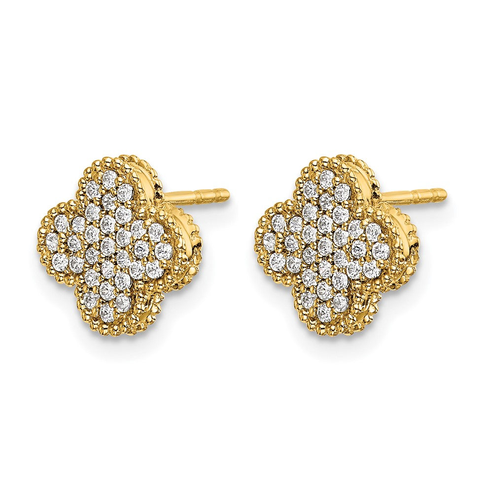 10K Gelbgold Diamant Quatrefoil Ohrstecker