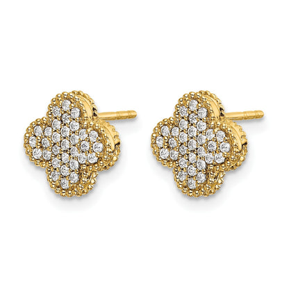 14K Gelbgold Ohrstecker mit echten Diamanten im Kleeblatt-Design