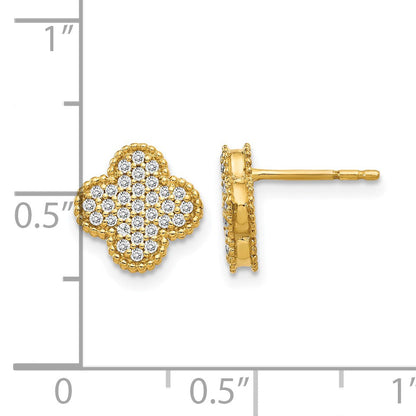 14K Gelbgold Ohrstecker mit echten Diamanten im Kleeblatt-Design