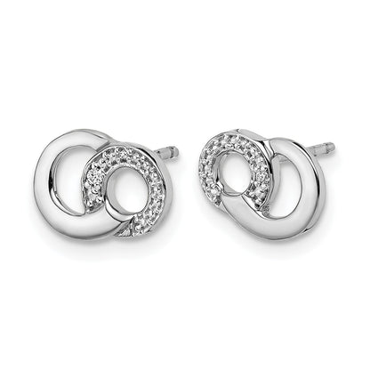 14K Weißgold Ohrstecker mit echten Diamant-Kreisen