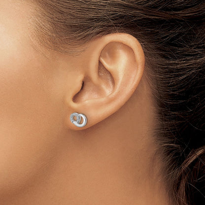 14K Weißgold Ohrstecker mit echten Diamant-Kreisen