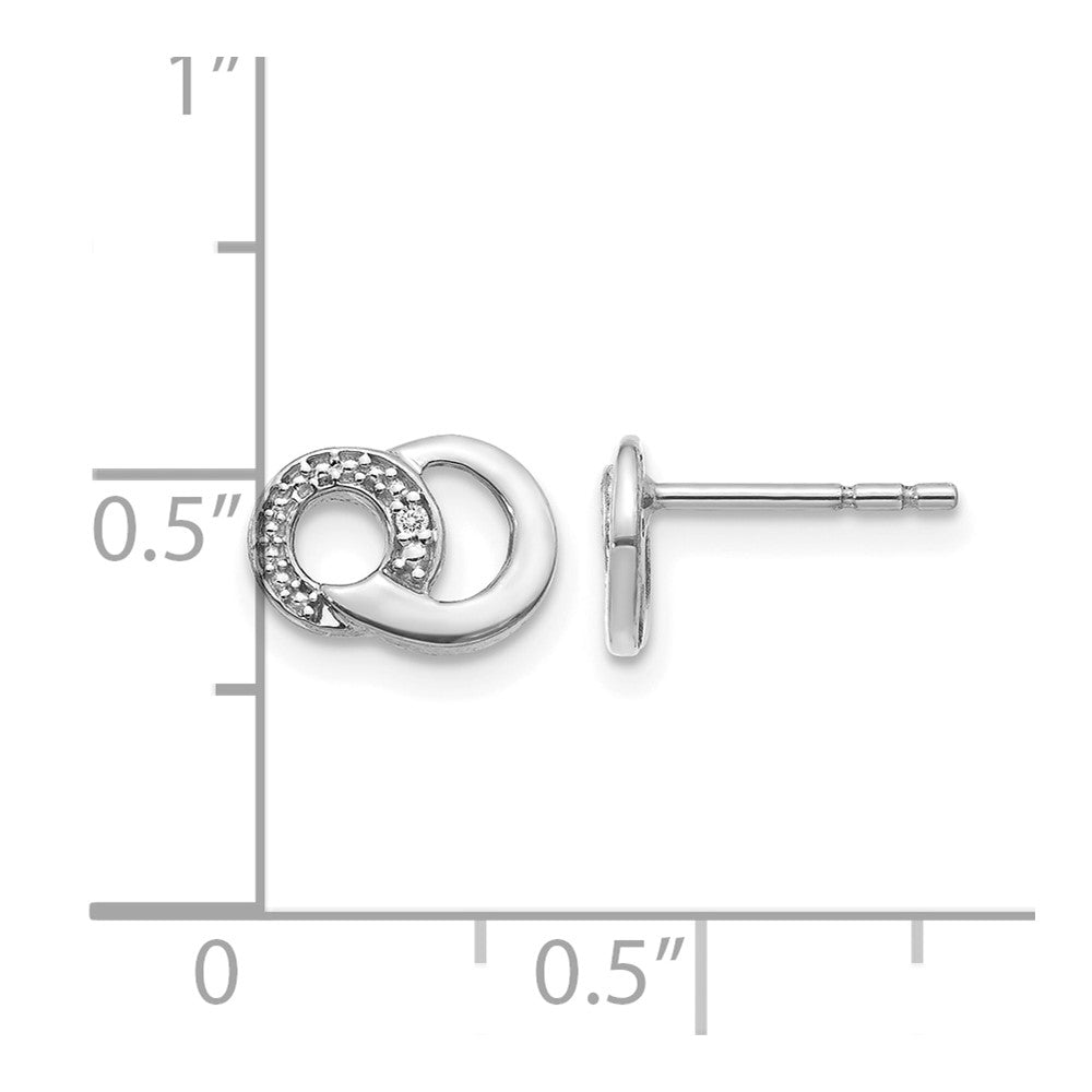 14K Weißgold Ohrstecker mit echten Diamant-Kreisen