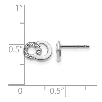 14K Weißgold Ohrstecker mit echten Diamant-Kreisen
