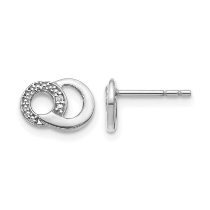 14K Weißgold Ohrstecker mit echten Diamant-Kreisen