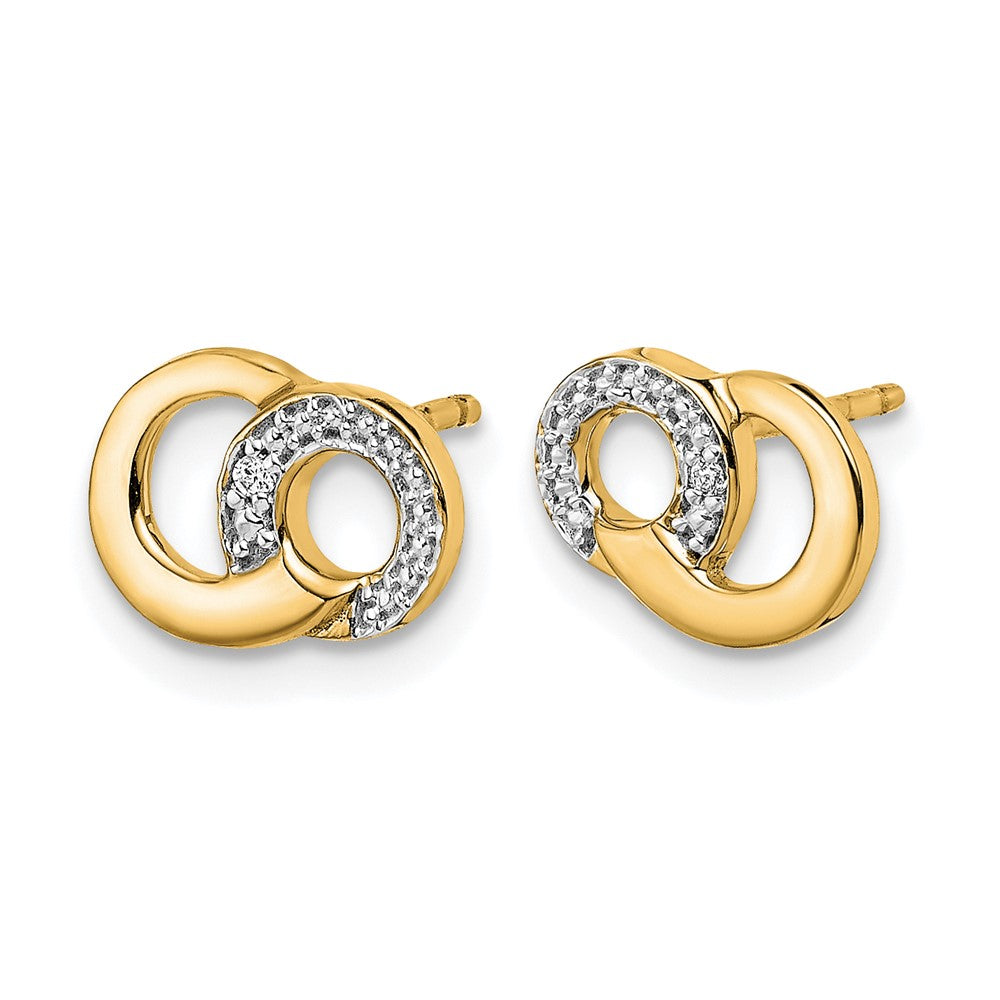 14K Gelbgold Ohrstecker mit echten Diamant-Kreisen