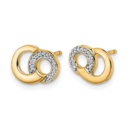 14K Gelbgold Ohrstecker mit echten Diamant-Kreisen