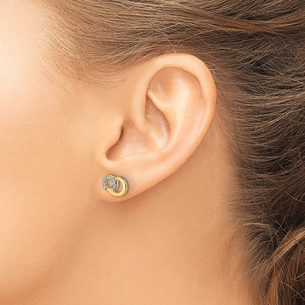 14K Gelbgold Ohrstecker mit echten Diamant-Kreisen