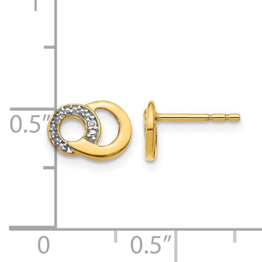 14K Gelbgold Ohrstecker mit echten Diamant-Kreisen