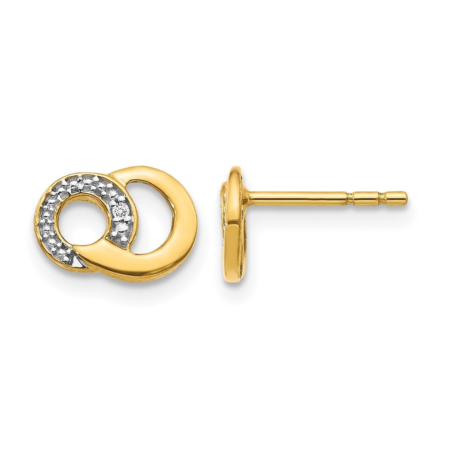 14K Gelbgold Ohrstecker mit echten Diamant-Kreisen