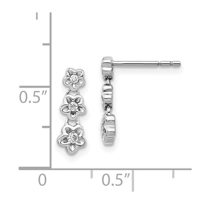 14K Weißgold Ohrstecker mit echten Diamanten im 3-Blüten-Design