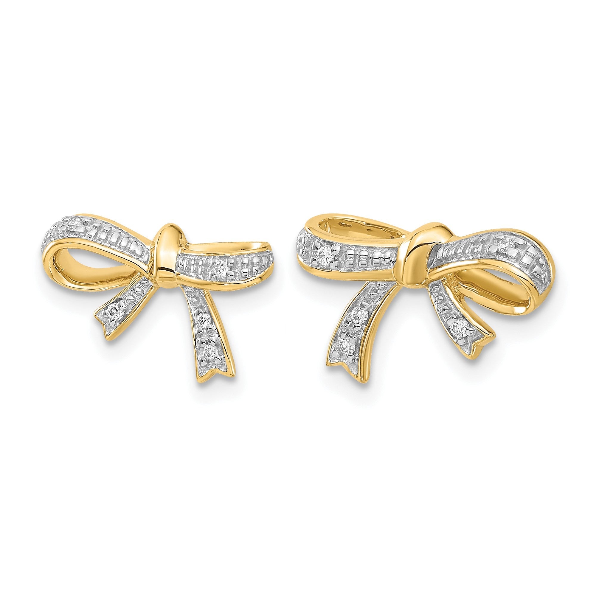 14K Gelbgold Ohrstecker mit echten Diamanten in Schleifenform