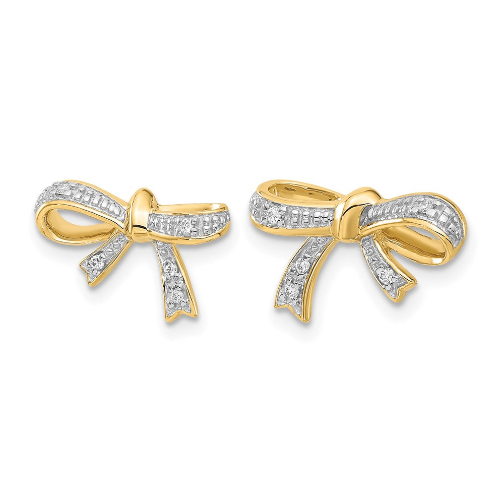 14K Gelbgold Ohrstecker mit echten Diamanten in Schleifenform