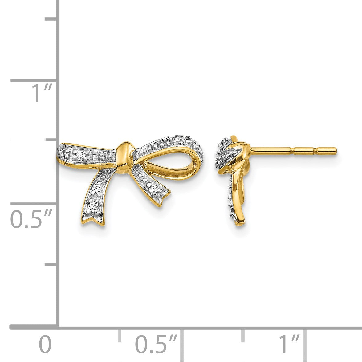14K Gelbgold Ohrstecker mit echten Diamanten in Schleifenform