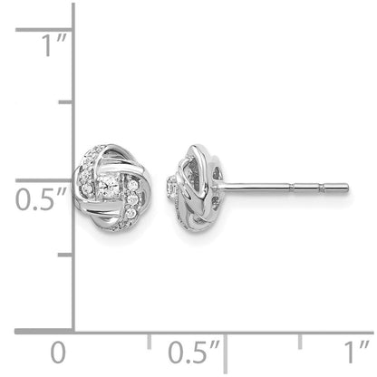 14K Weißgold Ohrstecker mit echten Diamanten in Knoten-Design