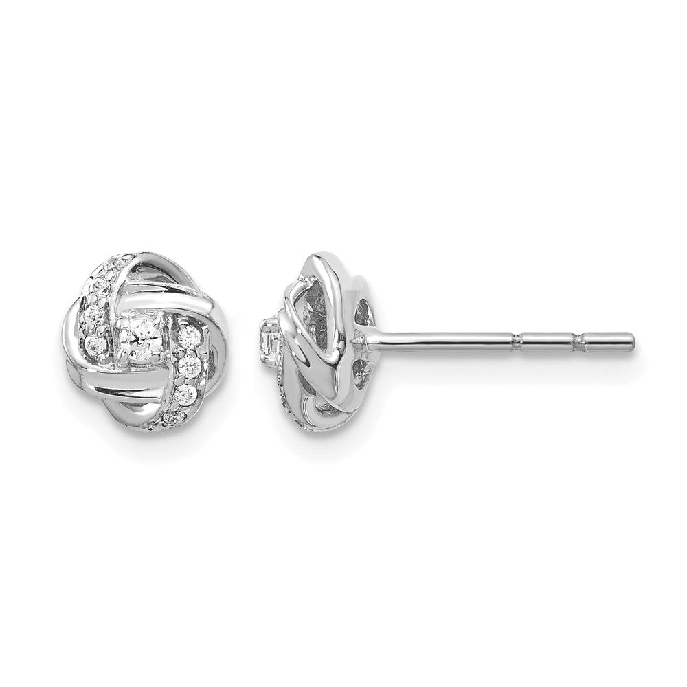 14K Weißgold Ohrstecker mit echten Diamanten in Knoten-Design