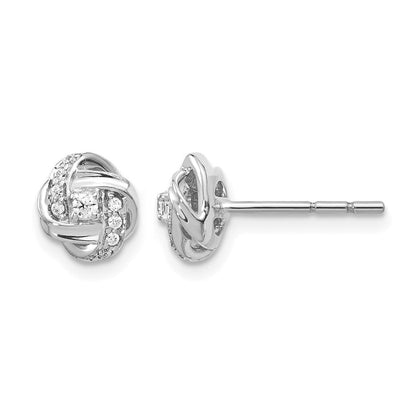 14K Weißgold Ohrstecker mit echten Diamanten in Knoten-Design