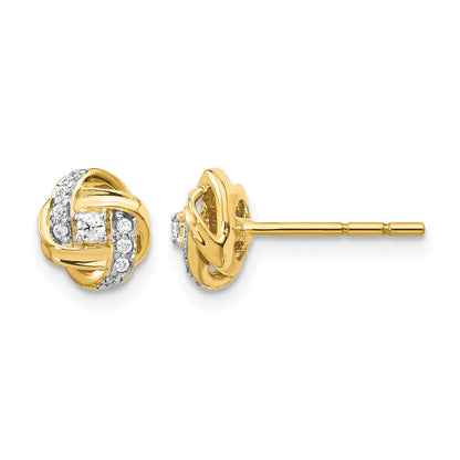 14K Gelbgold Ohrstecker mit echten Diamanten in Knoten-Design