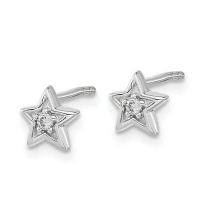 14K Weißgold Ohrstecker mit echten Diamanten in Sternform