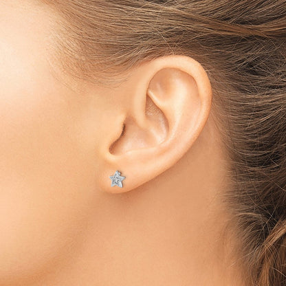 14K Weißgold Ohrstecker mit echten Diamanten in Sternform