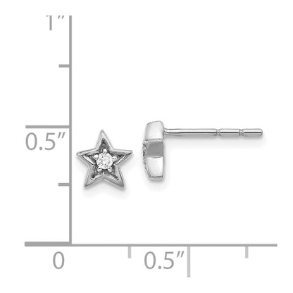 14K Weißgold Ohrstecker mit echten Diamanten in Sternform