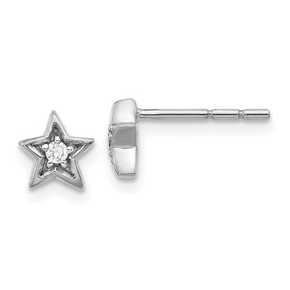 14K Weißgold Ohrstecker mit echten Diamanten in Sternform