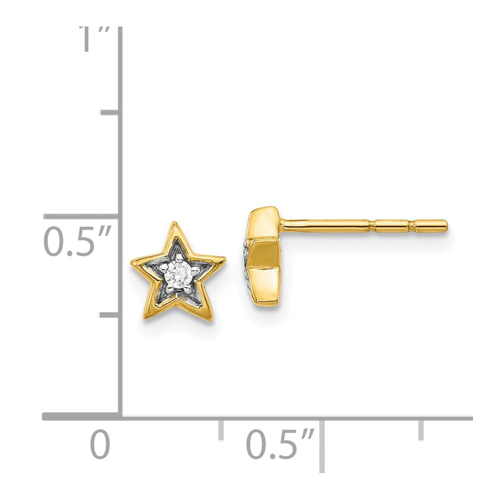 14K Gelbgold Echte Diamant-Stern-Ohrstecker