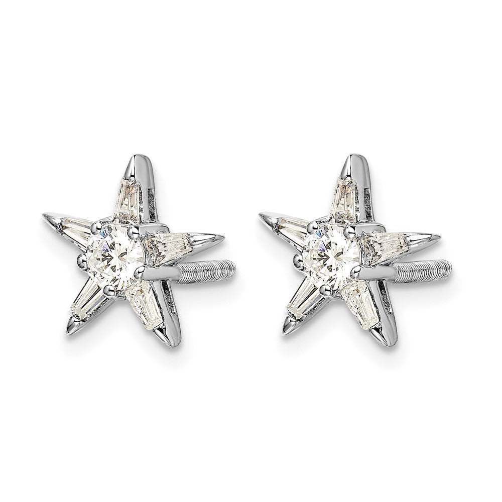 14K Weissgold Ohrringe in Sternform mit echten Diamanten