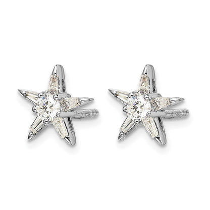 14K Weissgold Ohrringe in Sternform mit echten Diamanten