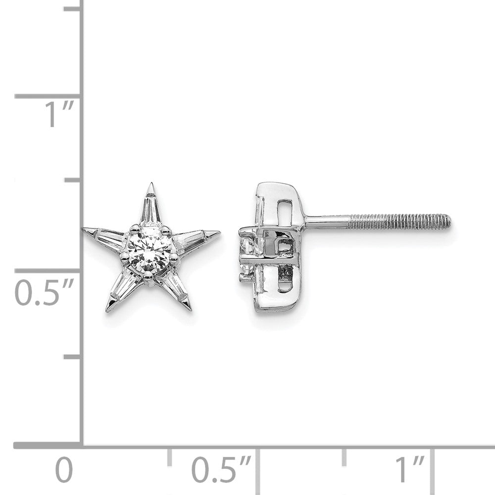 14K Weissgold Ohrringe in Sternform mit echten Diamanten