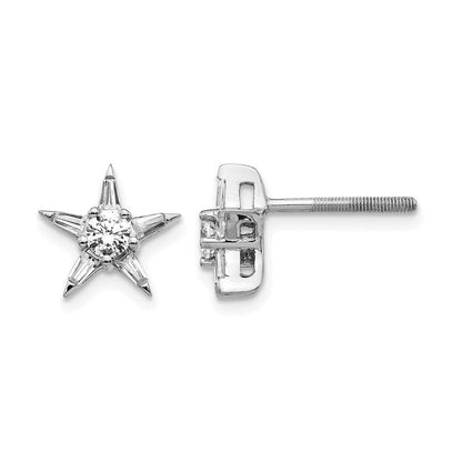 14K Weissgold Ohrringe in Sternform mit echten Diamanten