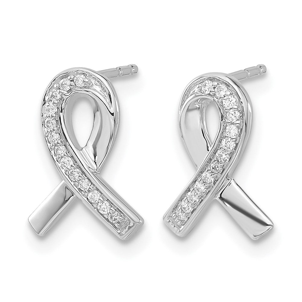 14K Weißgold Diamant-Ohrringe in Awareness-Schleifen-Form