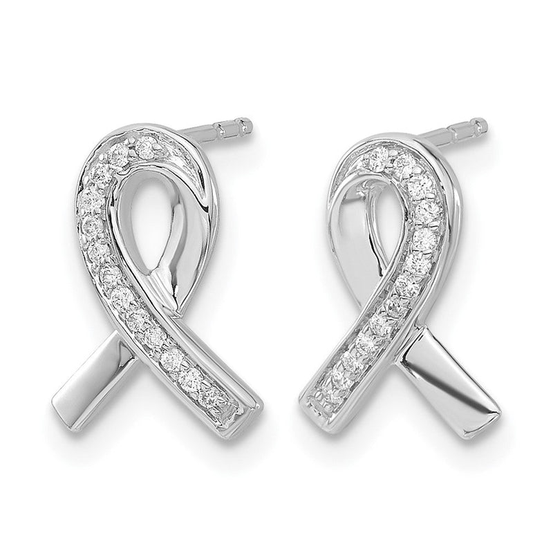 14K Weißgold Diamant-Ohrringe in Awareness-Schleifen-Form