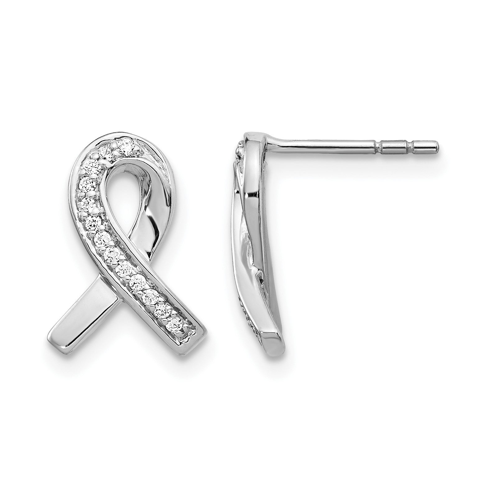 14K Weißgold Diamant-Ohrringe in Awareness-Schleifen-Form