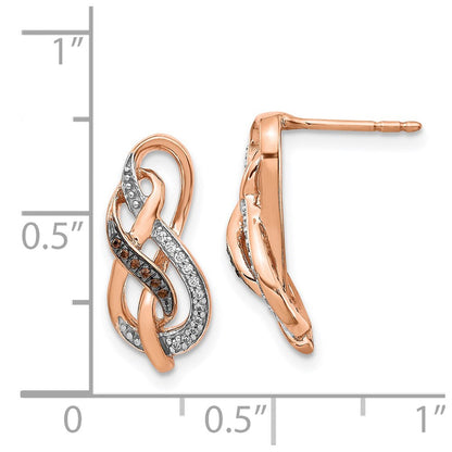 14K Roségold Doppel-Infinity-Ohrstecker mit braunen und weißen echten Diamanten