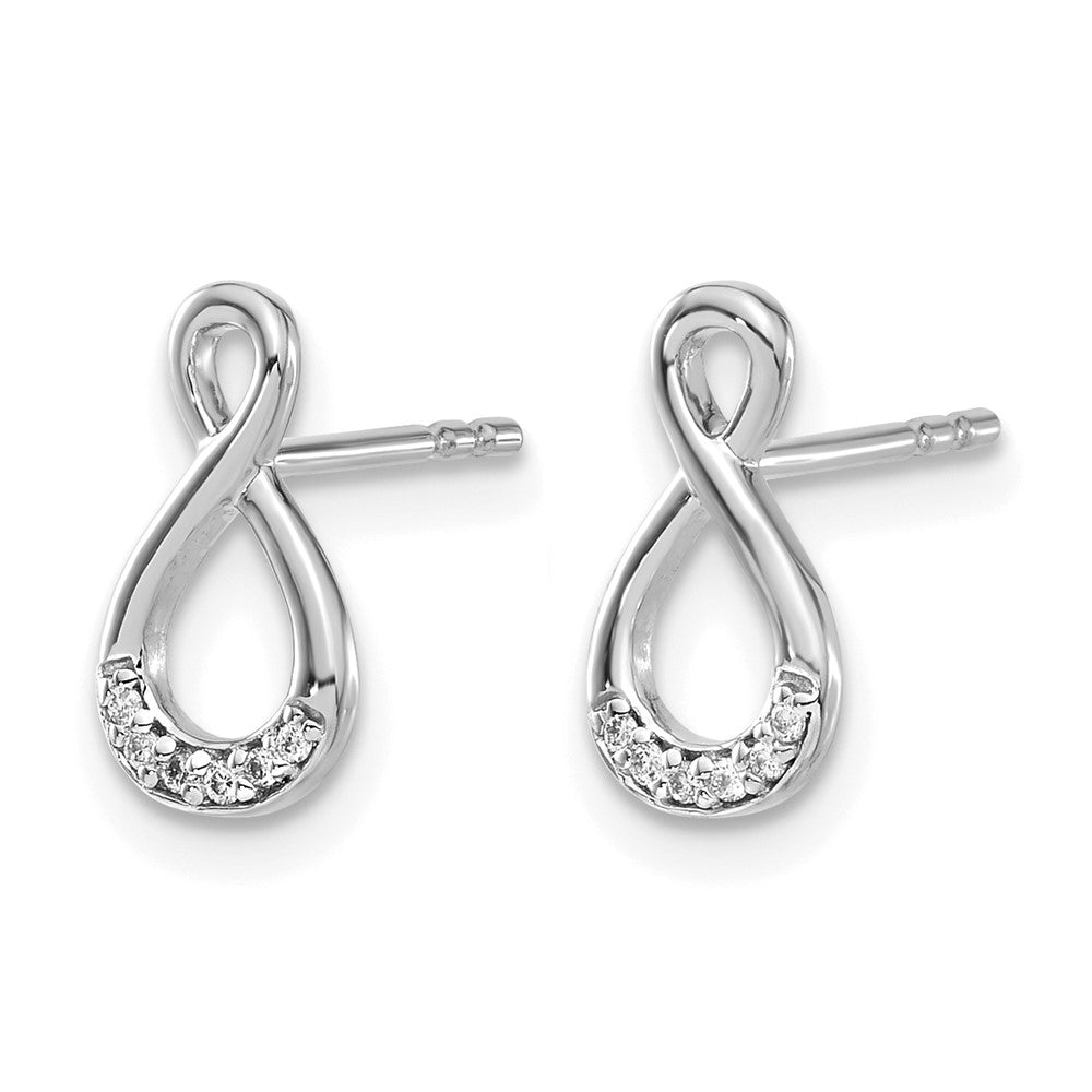 14K Weißgold Ohrstecker mit echten Diamanten und gedrehtem Steg