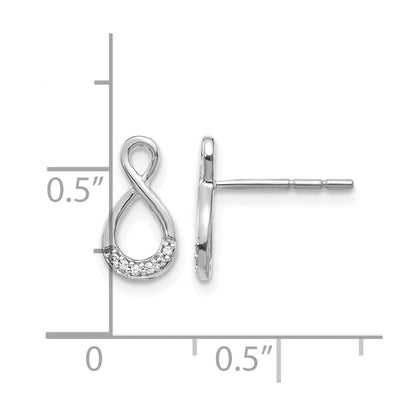 14K Weißgold Ohrstecker mit echten Diamanten und gedrehtem Steg