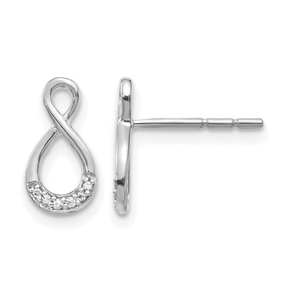 14K Weißgold Ohrstecker mit echten Diamanten und gedrehtem Steg