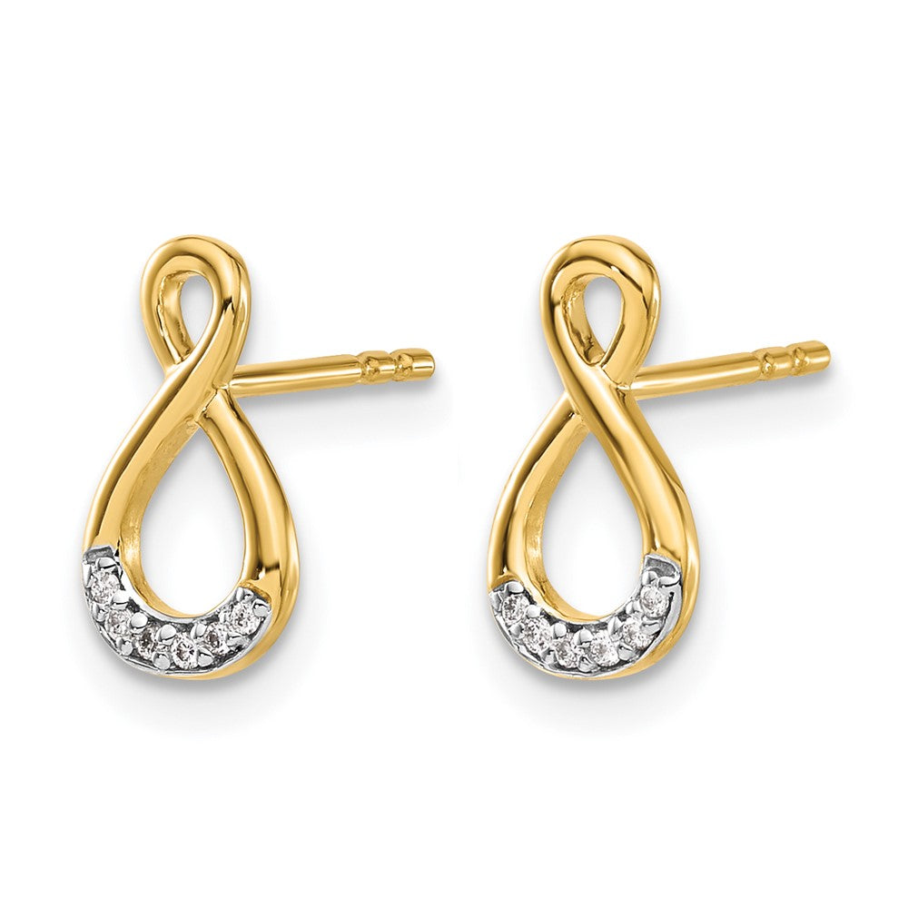 14K Gelbgold und Rhodium Ohrstecker mit echtem Diamant und gedrehtem Steg