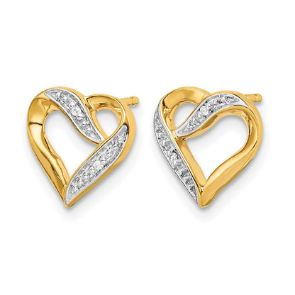 14K Gelbgold und Rhodium Marquise Herz Ohrstecker mit echten Diamanten