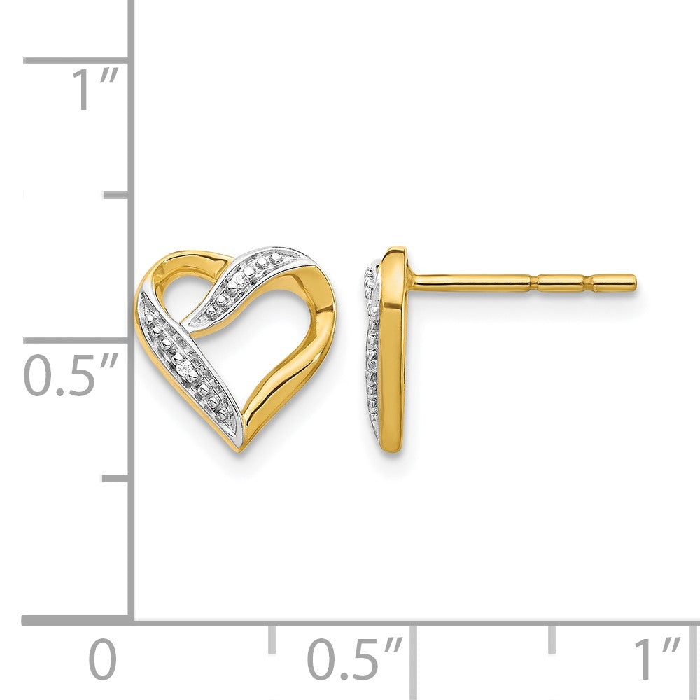 14K Gelbgold und Rhodium Marquise Herz Ohrstecker mit echten Diamanten