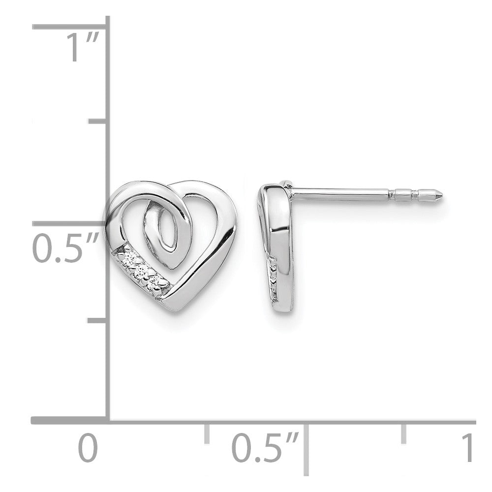 14K Weißgold Diamant-Herz-Ohrstecker, echt