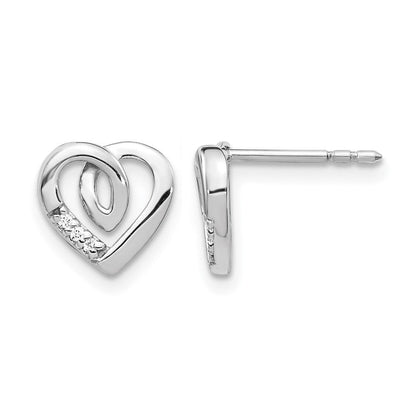 14K Weißgold Diamant-Herz-Ohrstecker, echt