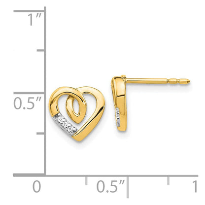 14K Gelbgold Herz-Ohrstecker mit echten Diamanten