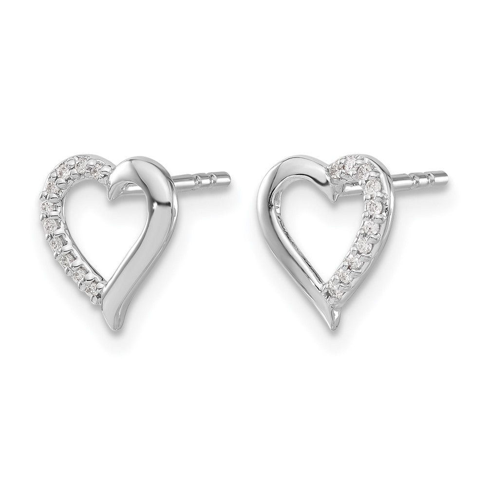 14K Weißgold Diamant-Herz-Ohrringe