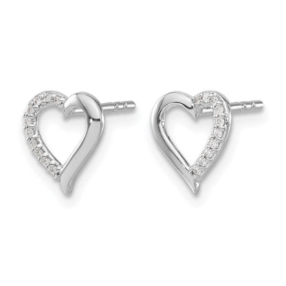 14K Weißgold Diamant-Herz-Ohrringe