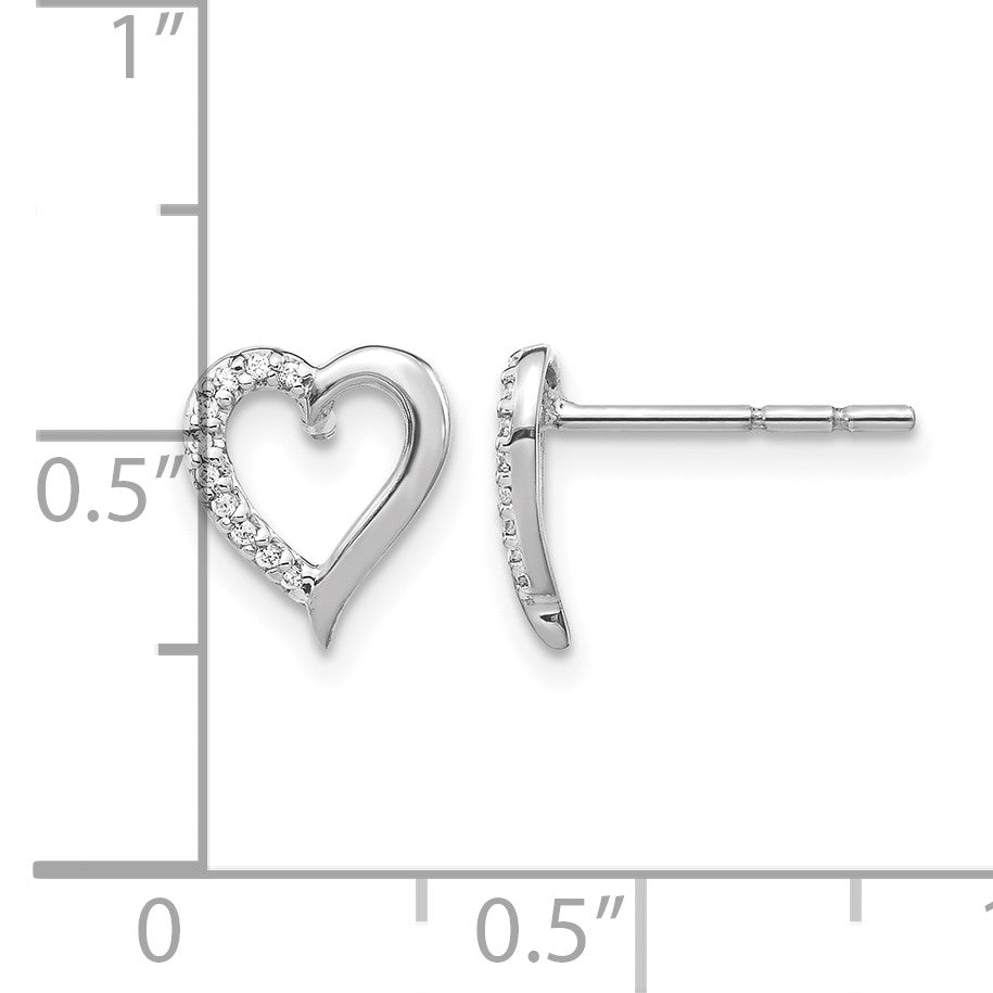 14K Weißgold Diamant-Herz-Ohrringe