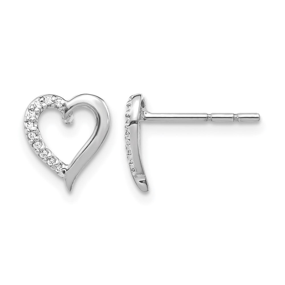 14K Weißgold Diamant-Herz-Ohrringe
