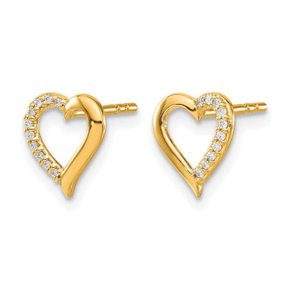14K Gelbgold Echte Diamant-Herz-Ohrringe