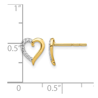 14K Gelbgold Echte Diamant-Herz-Ohrringe