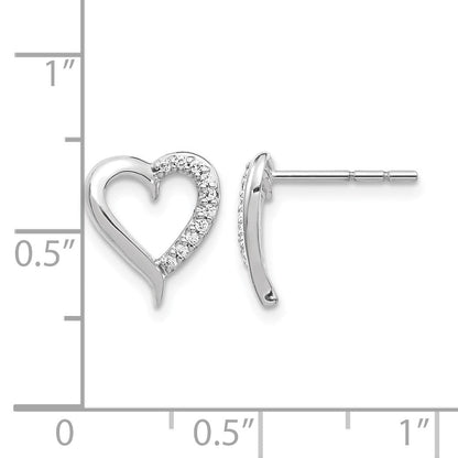 14K Weißgold Ohrringe mit echten Diamanten in Herzform